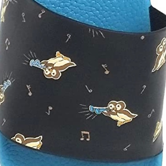 COACH Udele Bird Printed Slides Slip Ons Water Resistant Pool Beach Turquoise - Picture 4 of 10